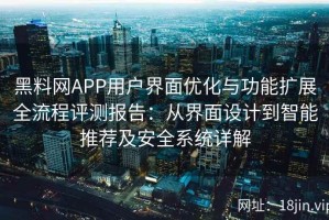 黑料网APP用户界面优化与功能扩展全流程评测报告：从界面设计到智能推荐及安全系统详解