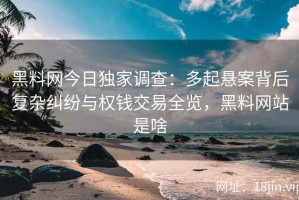 黑料网今日独家调查：多起悬案背后复杂纠纷与权钱交易全览，黑料网站是啥