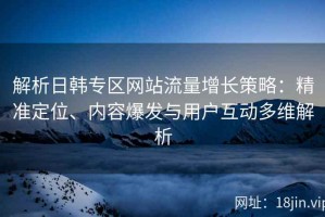 解析日韩专区网站流量增长策略：精准定位、内容爆发与用户互动多维解析