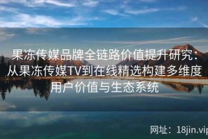 果冻传媒品牌全链路价值提升研究：从果冻传媒TV到在线精选构建多维度用户价值与生态系统
