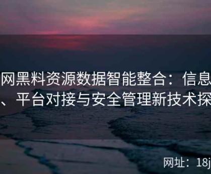 全网黑料资源数据智能整合：信息采集、平台对接与安全管理新技术探索