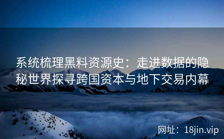 系统梳理黑料资源史：走进数据的隐秘世界探寻跨国资本与地下交易内幕